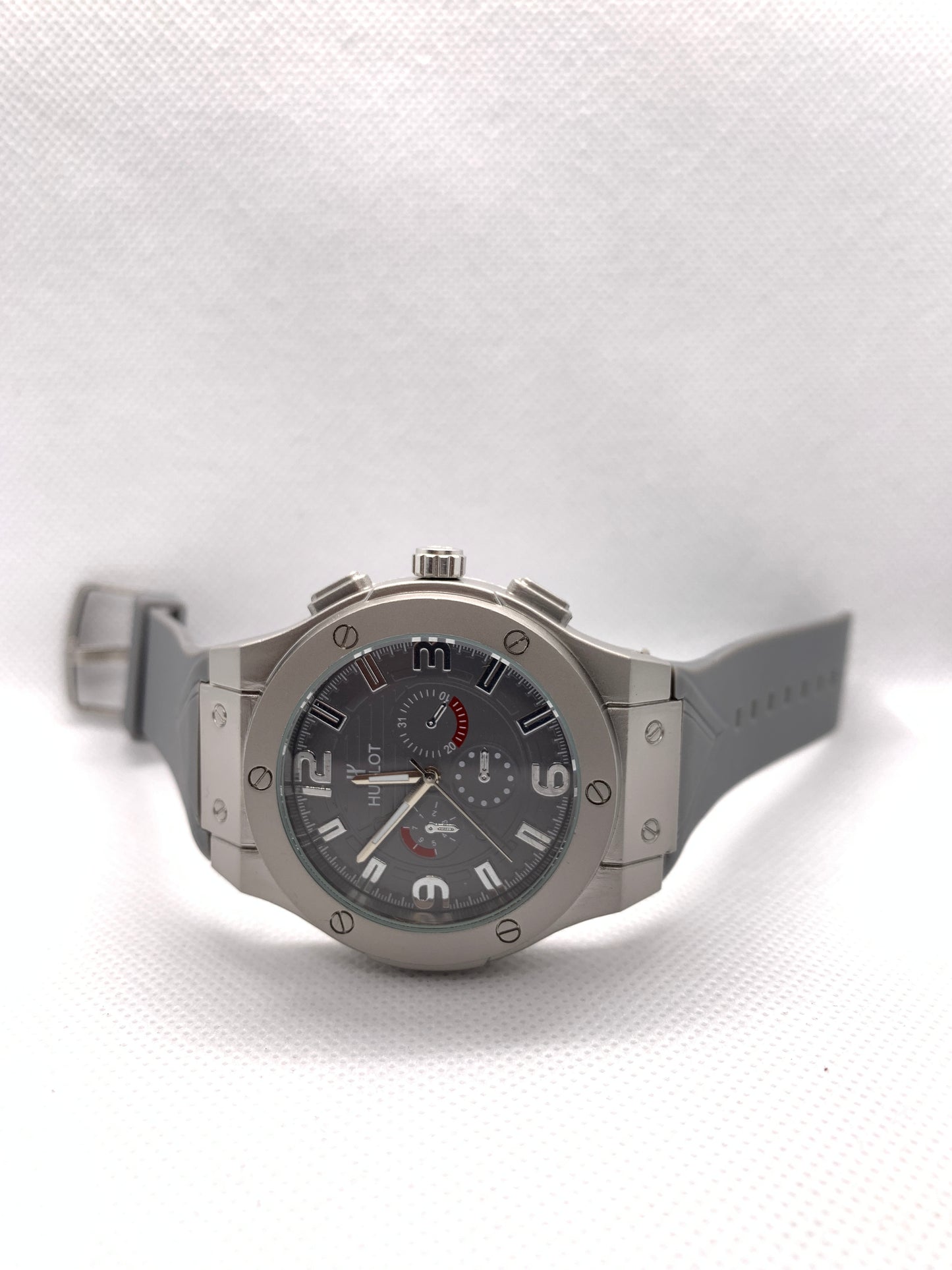 Silver Steel Men’s Luxury Watch – Black Dial Chronograph Design