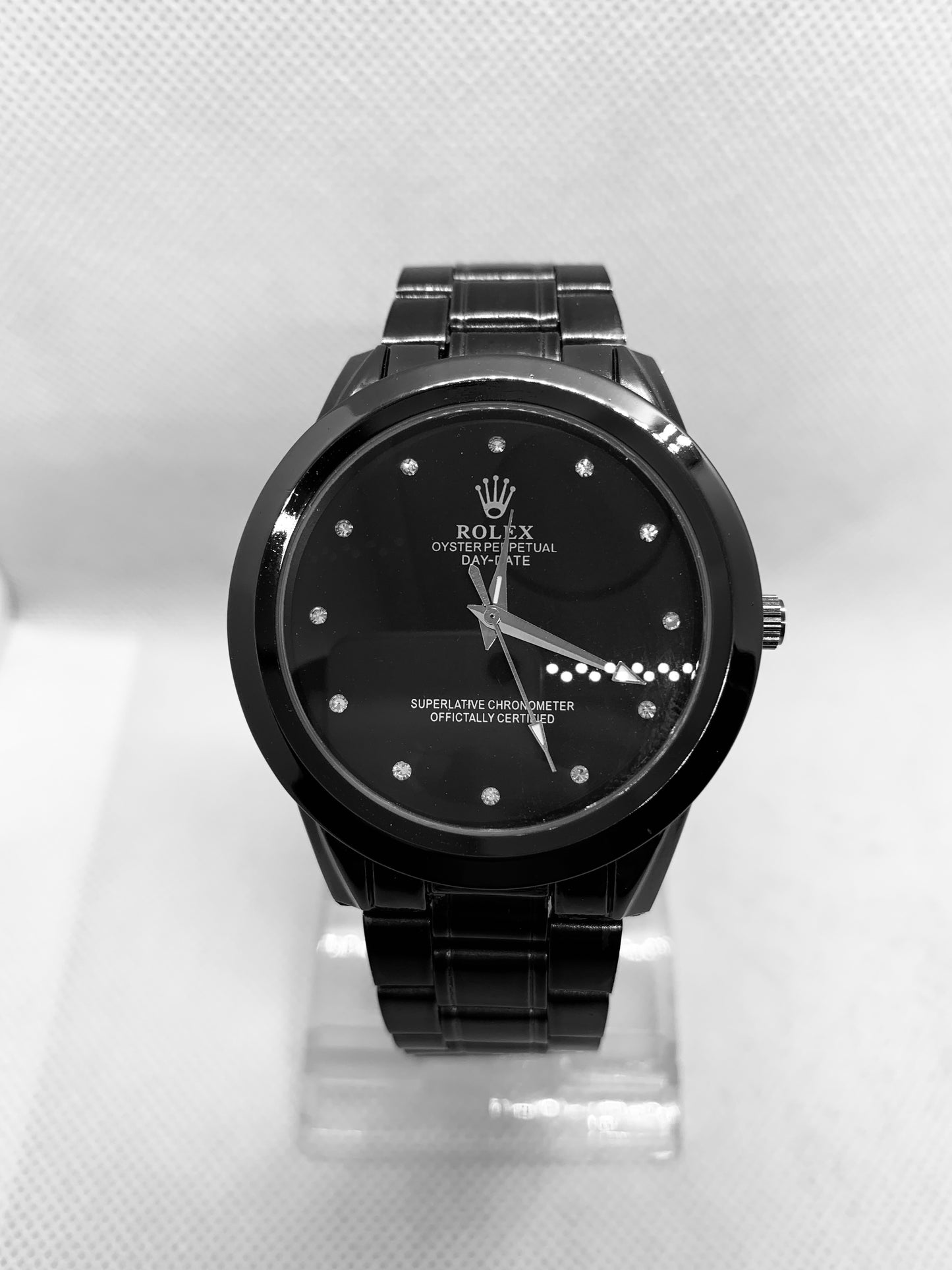 Rolex Black Dial Men’s Luxury Watch – Full Steel Chain Design