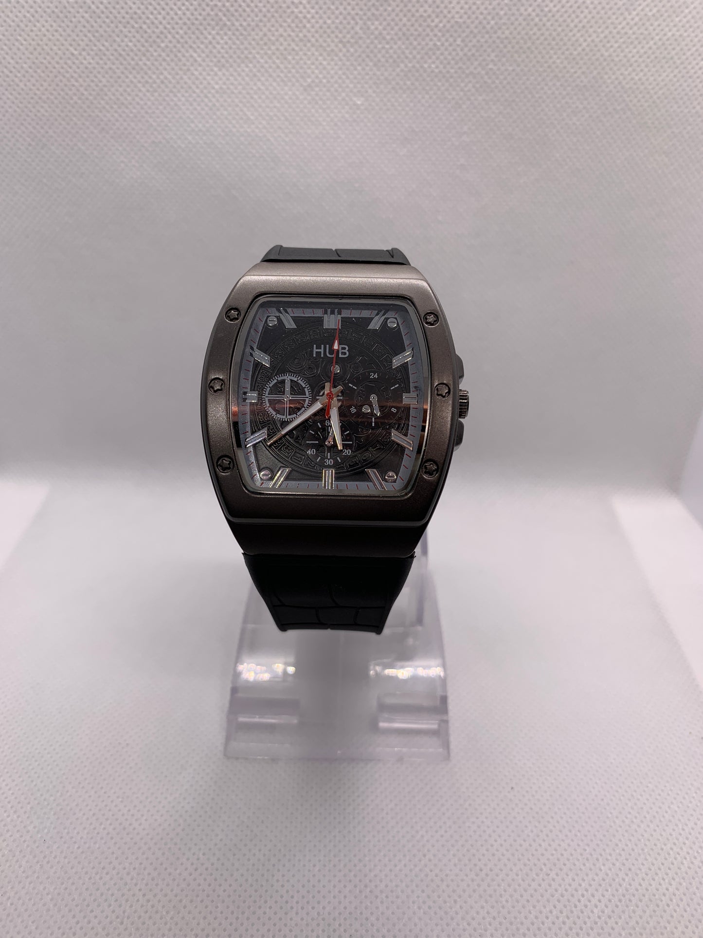 Hublot Luxury Men’s Chronograph Watch – Black Dial & Rubber Strap