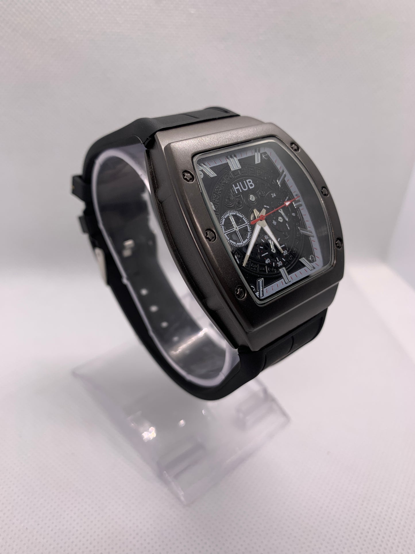 Hublot Luxury Men’s Chronograph Watch – Black Dial & Rubber Strap