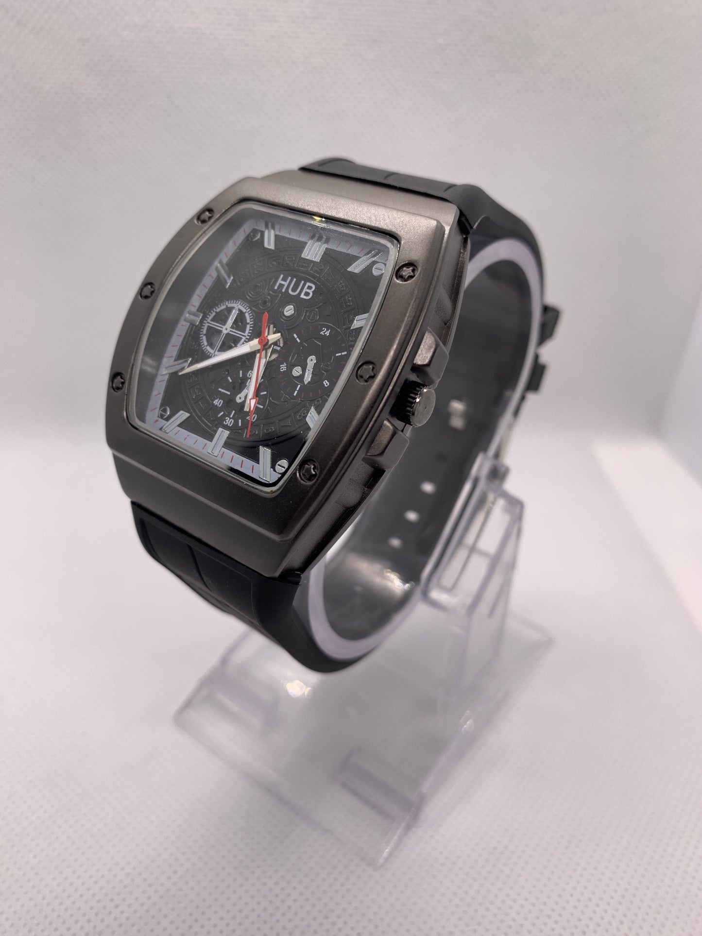 Hublot Luxury Men’s Chronograph Watch – Black Dial & Rubber Strap