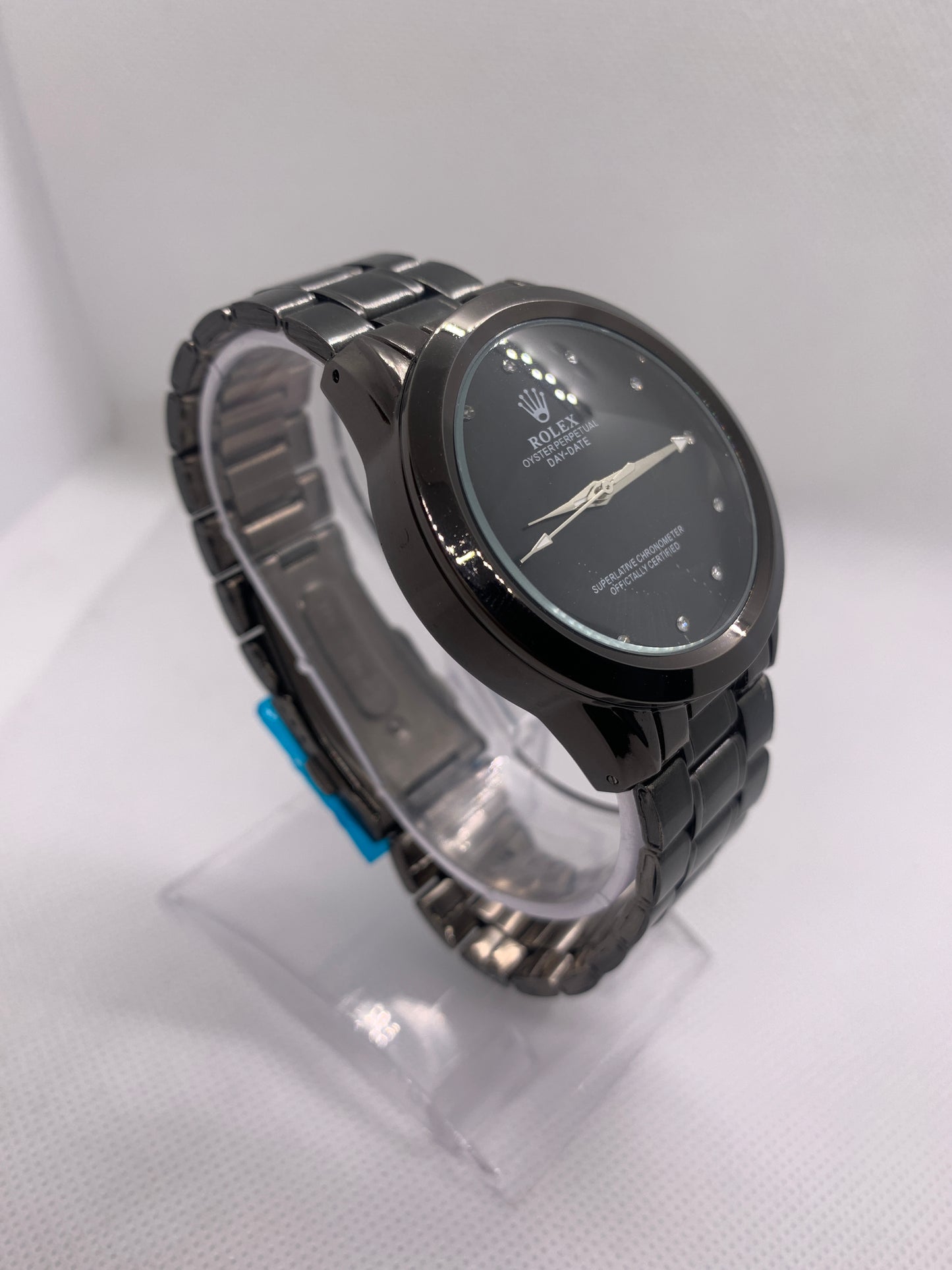 Rolex Black Dial Men’s Luxury Watch – Full Steel Chain Design